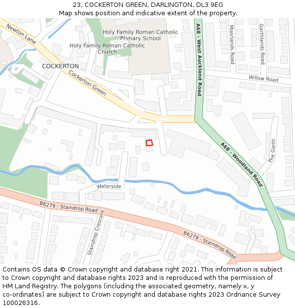 23, COCKERTON GREEN, DARLINGTON, DL3 9EG: Location map and indicative extent of plot