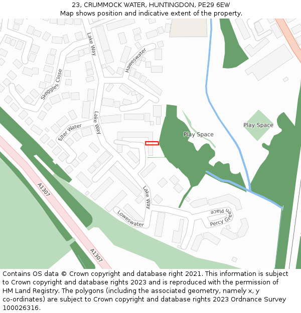 23, CRUMMOCK WATER, HUNTINGDON, PE29 6EW: Location map and indicative extent of plot
