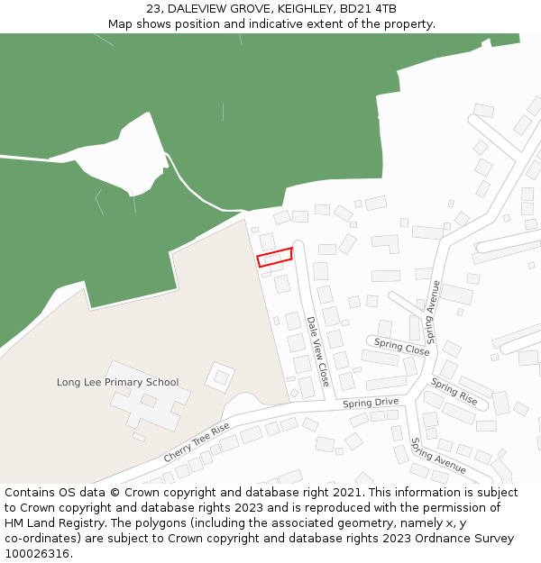 23, DALEVIEW GROVE, KEIGHLEY, BD21 4TB: Location map and indicative extent of plot