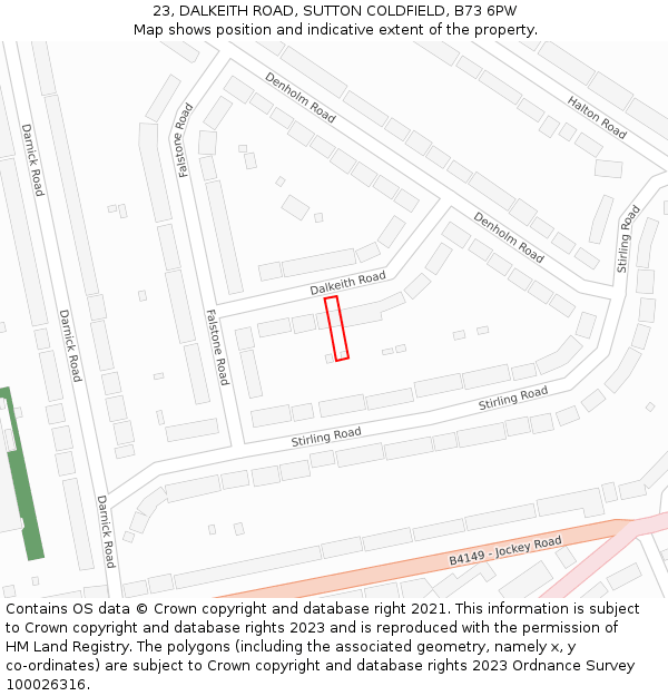 23, DALKEITH ROAD, SUTTON COLDFIELD, B73 6PW: Location map and indicative extent of plot