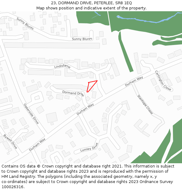 23, DORMAND DRIVE, PETERLEE, SR8 1EQ: Location map and indicative extent of plot
