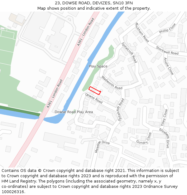 23, DOWSE ROAD, DEVIZES, SN10 3FN: Location map and indicative extent of plot