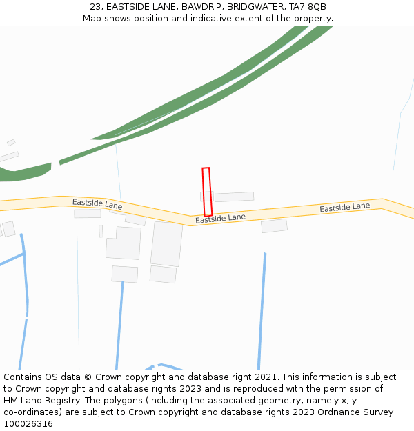 23, EASTSIDE LANE, BAWDRIP, BRIDGWATER, TA7 8QB: Location map and indicative extent of plot
