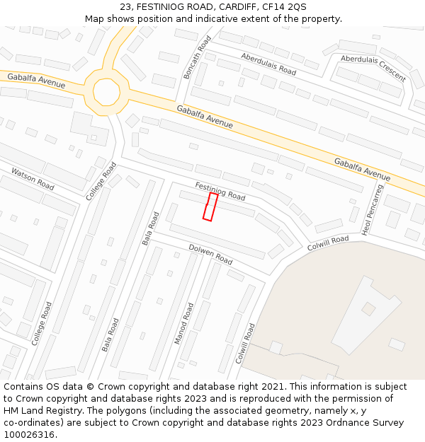 23, FESTINIOG ROAD, CARDIFF, CF14 2QS: Location map and indicative extent of plot
