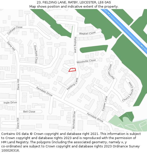 23, FIELDING LANE, RATBY, LEICESTER, LE6 0AS: Location map and indicative extent of plot