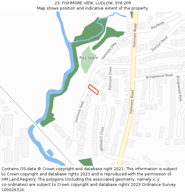 23, FISHMORE VIEW, LUDLOW, SY8 2PR: Location map and indicative extent of plot