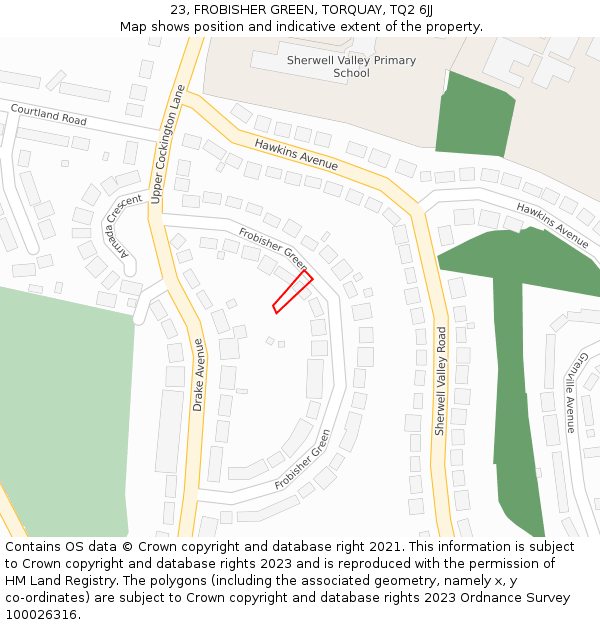23, FROBISHER GREEN, TORQUAY, TQ2 6JJ: Location map and indicative extent of plot