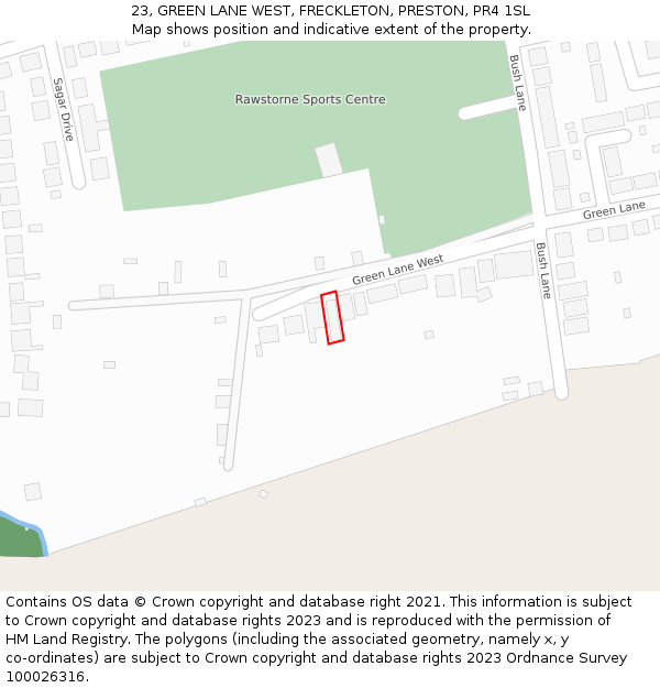 23, GREEN LANE WEST, FRECKLETON, PRESTON, PR4 1SL: Location map and indicative extent of plot