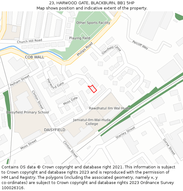 23, HARWOOD GATE, BLACKBURN, BB1 5HP: Location map and indicative extent of plot