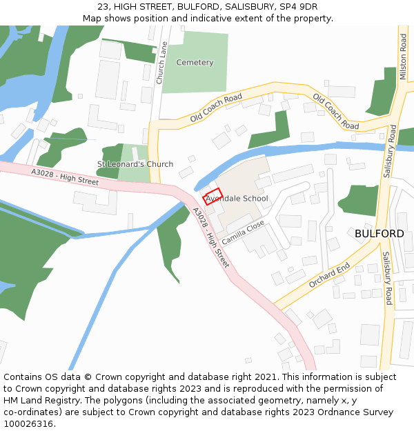 23, HIGH STREET, BULFORD, SALISBURY, SP4 9DR: Location map and indicative extent of plot