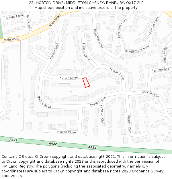 23, HORTON DRIVE, MIDDLETON CHENEY, BANBURY, OX17 2LP: Location map and indicative extent of plot