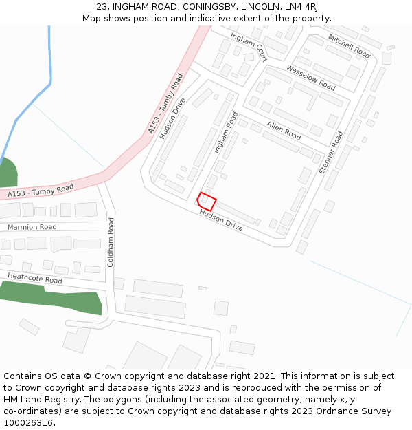 23, INGHAM ROAD, CONINGSBY, LINCOLN, LN4 4RJ: Location map and indicative extent of plot