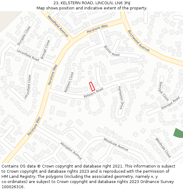 23, KELSTERN ROAD, LINCOLN, LN6 3NJ: Location map and indicative extent of plot