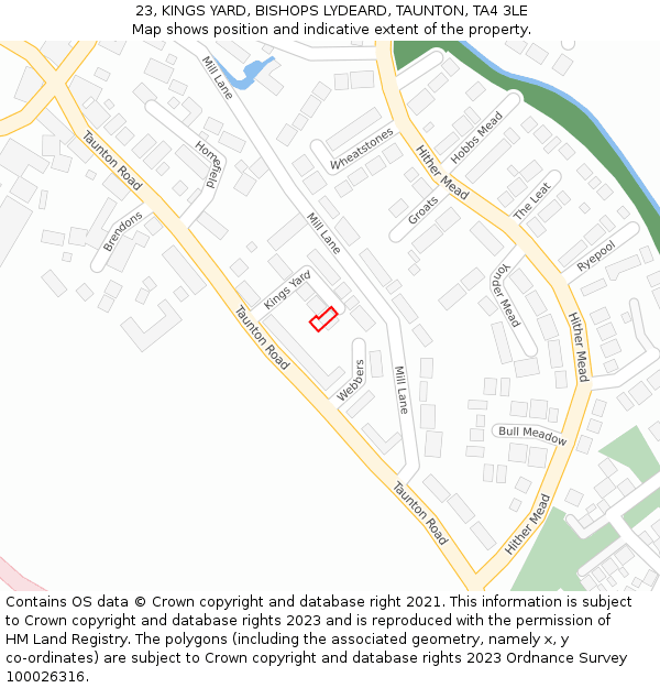 23, KINGS YARD, BISHOPS LYDEARD, TAUNTON, TA4 3LE: Location map and indicative extent of plot