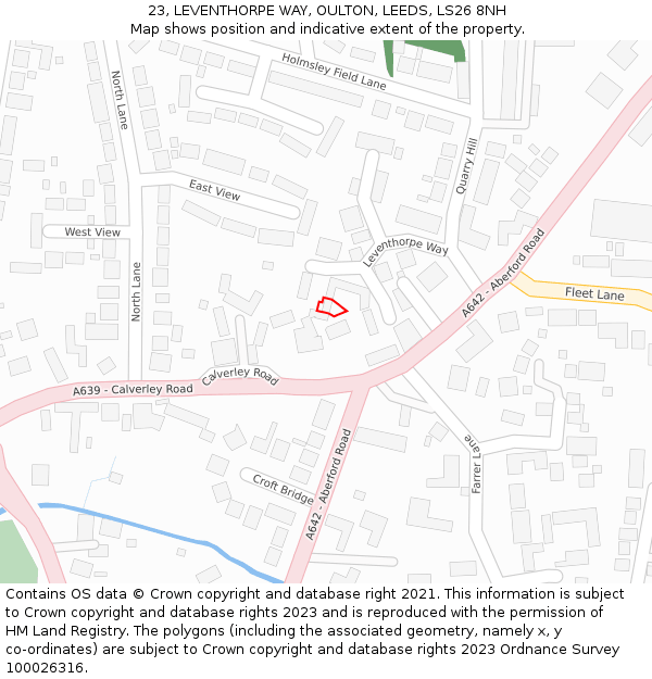 23, LEVENTHORPE WAY, OULTON, LEEDS, LS26 8NH: Location map and indicative extent of plot