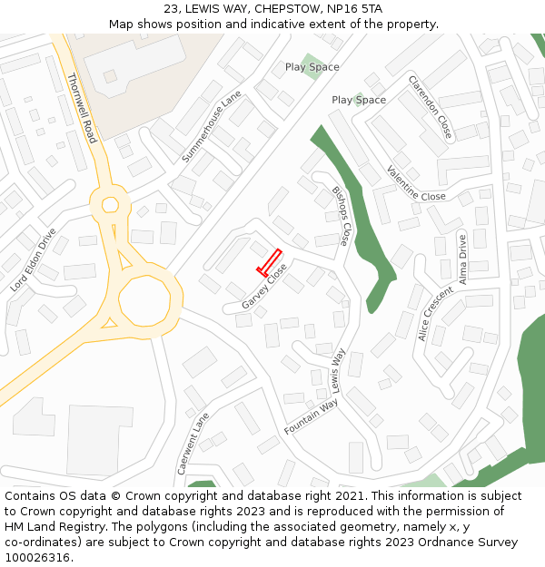 23, LEWIS WAY, CHEPSTOW, NP16 5TA: Location map and indicative extent of plot
