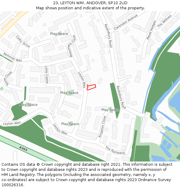 23, LEYTON WAY, ANDOVER, SP10 2UD: Location map and indicative extent of plot