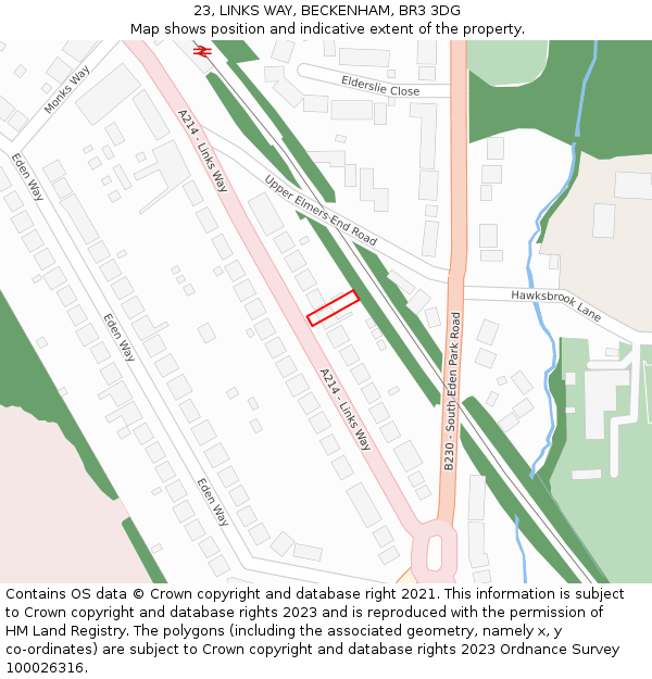 23, LINKS WAY, BECKENHAM, BR3 3DG: Location map and indicative extent of plot