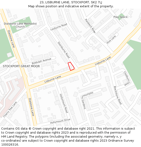 23, LISBURNE LANE, STOCKPORT, SK2 7LJ: Location map and indicative extent of plot