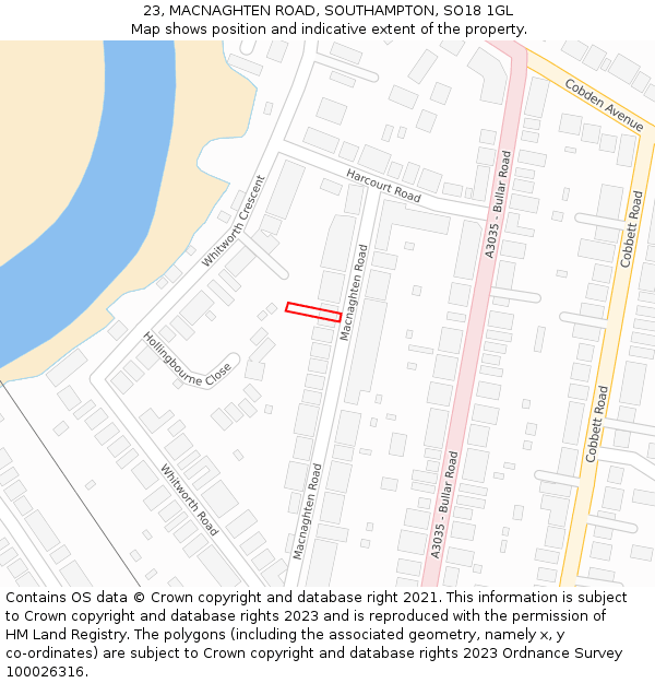 23, MACNAGHTEN ROAD, SOUTHAMPTON, SO18 1GL: Location map and indicative extent of plot