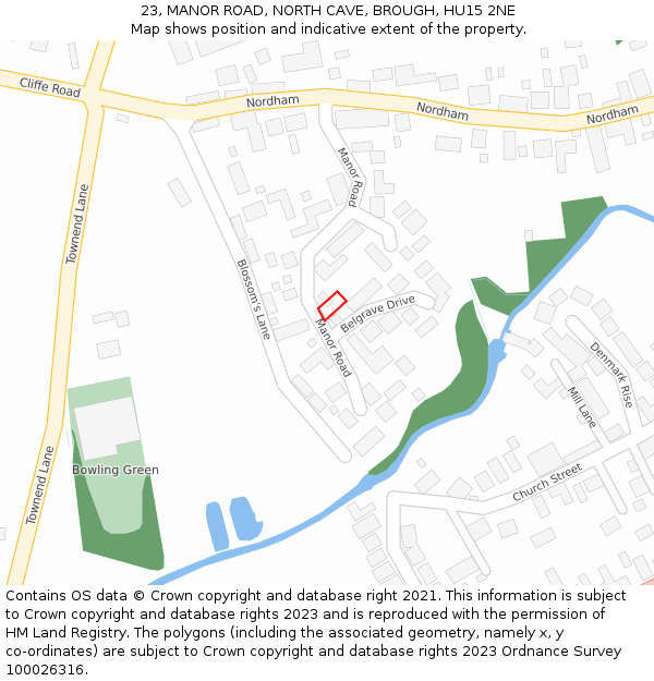 23, MANOR ROAD, NORTH CAVE, BROUGH, HU15 2NE: Location map and indicative extent of plot
