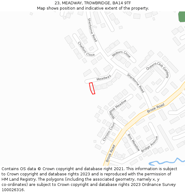23, MEADWAY, TROWBRIDGE, BA14 9TF: Location map and indicative extent of plot