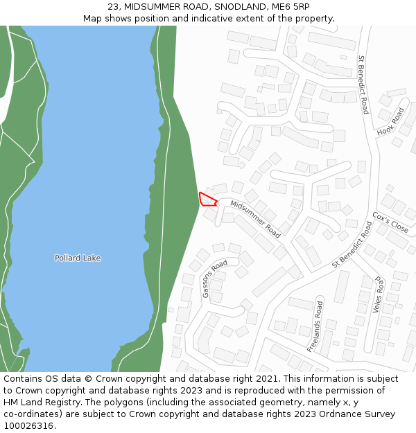 23, MIDSUMMER ROAD, SNODLAND, ME6 5RP: Location map and indicative extent of plot