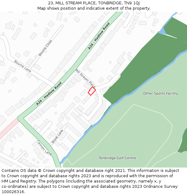 23, MILL STREAM PLACE, TONBRIDGE, TN9 1QJ: Location map and indicative extent of plot