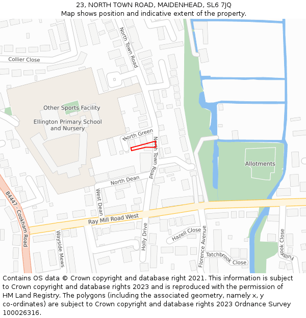 23, NORTH TOWN ROAD, MAIDENHEAD, SL6 7JQ: Location map and indicative extent of plot