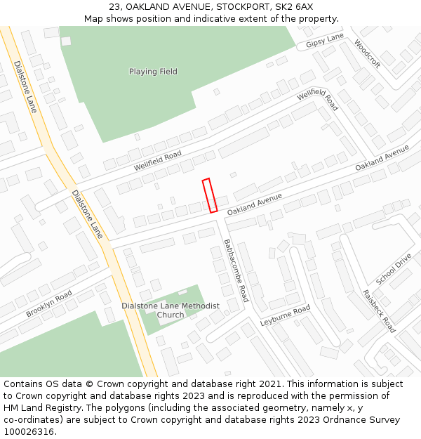 23, OAKLAND AVENUE, STOCKPORT, SK2 6AX: Location map and indicative extent of plot