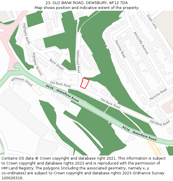 23, OLD BANK ROAD, DEWSBURY, WF12 7DA: Location map and indicative extent of plot