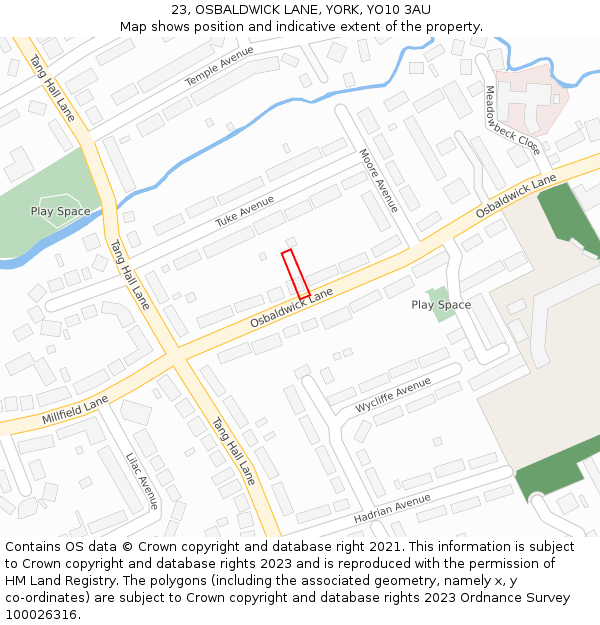 23, OSBALDWICK LANE, YORK, YO10 3AU: Location map and indicative extent of plot