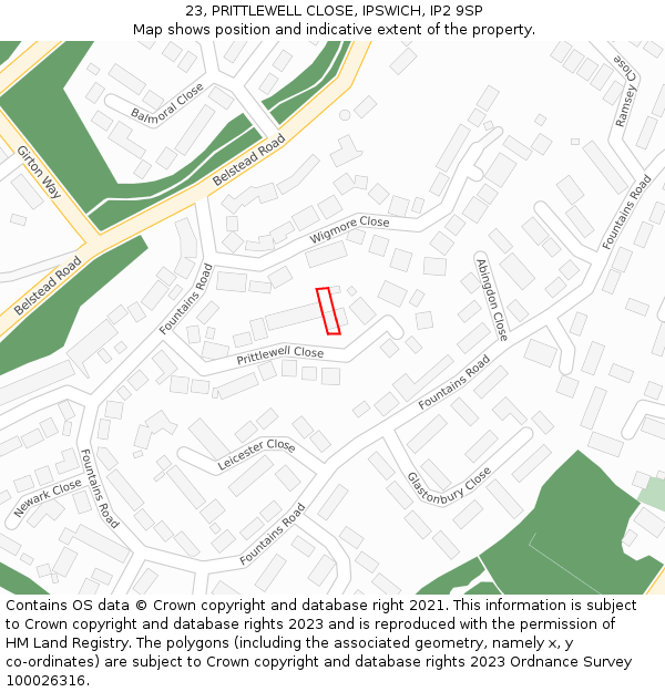 23, PRITTLEWELL CLOSE, IPSWICH, IP2 9SP: Location map and indicative extent of plot