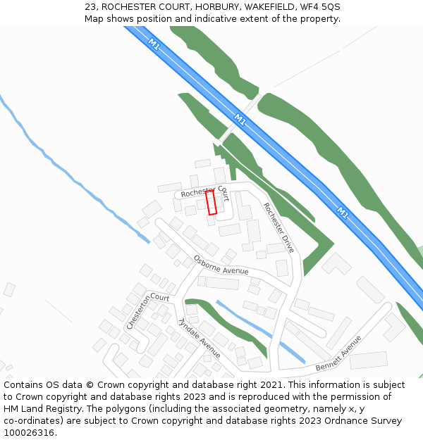 23, ROCHESTER COURT, HORBURY, WAKEFIELD, WF4 5QS: Location map and indicative extent of plot