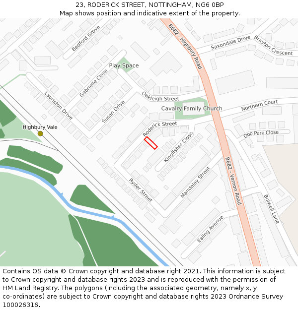 23, RODERICK STREET, NOTTINGHAM, NG6 0BP: Location map and indicative extent of plot
