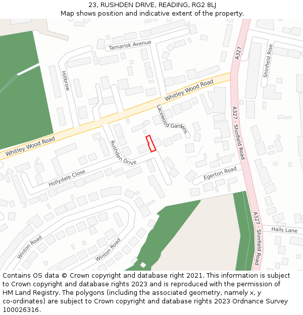 23, RUSHDEN DRIVE, READING, RG2 8LJ: Location map and indicative extent of plot