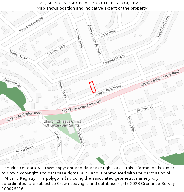 23, SELSDON PARK ROAD, SOUTH CROYDON, CR2 8JE: Location map and indicative extent of plot