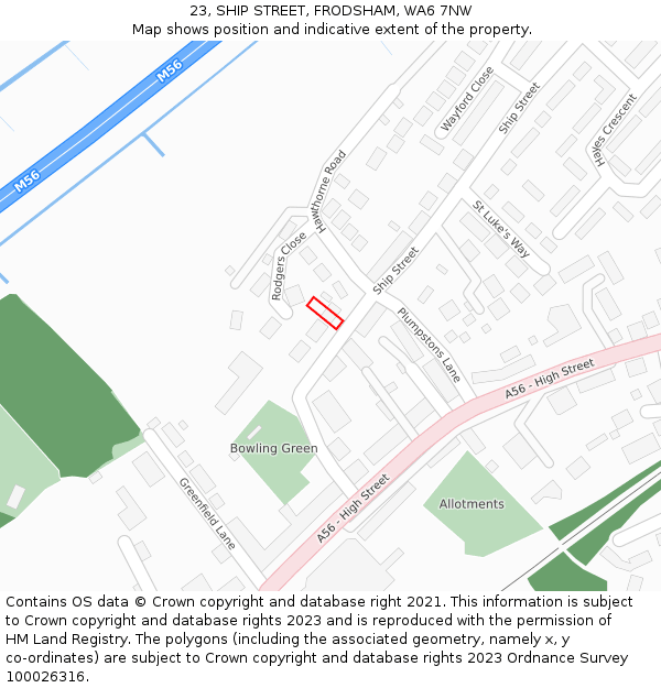 23, SHIP STREET, FRODSHAM, WA6 7NW: Location map and indicative extent of plot