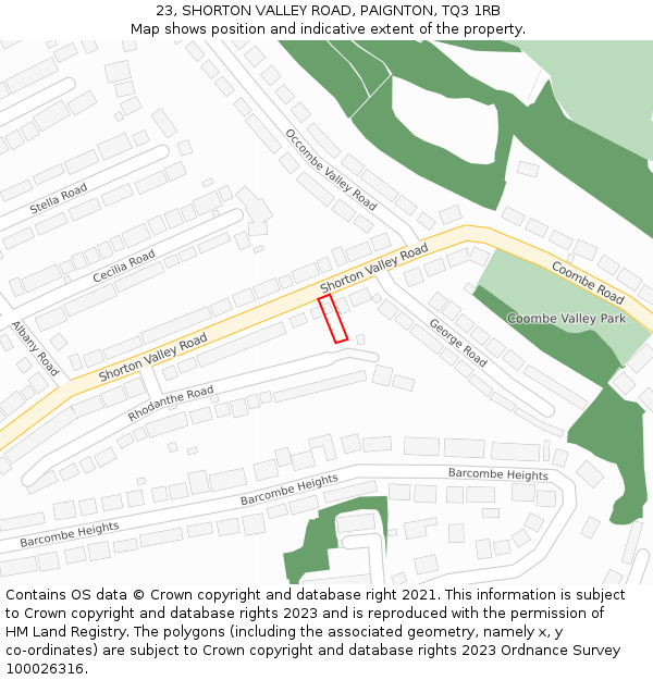 23, SHORTON VALLEY ROAD, PAIGNTON, TQ3 1RB: Location map and indicative extent of plot