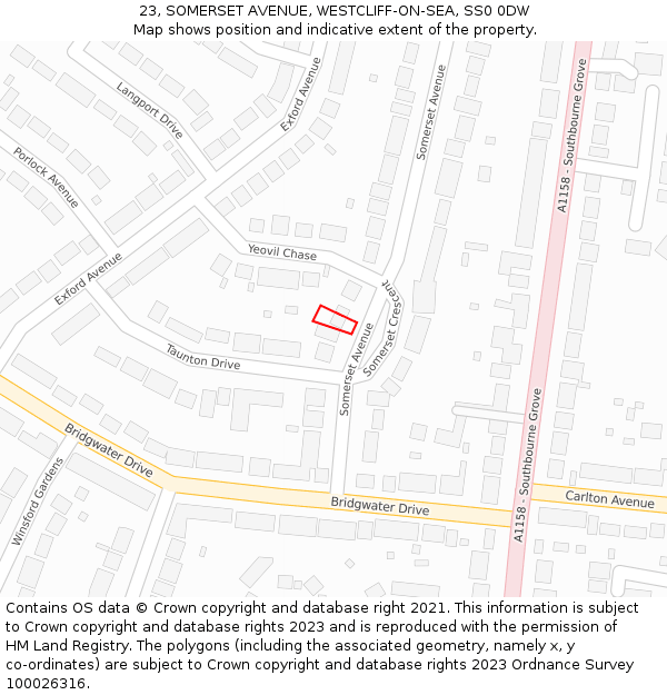 23, SOMERSET AVENUE, WESTCLIFF-ON-SEA, SS0 0DW: Location map and indicative extent of plot