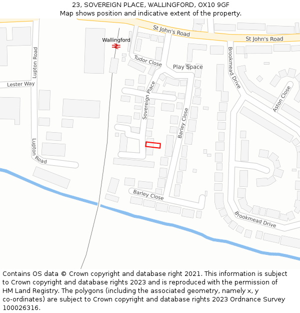 23, SOVEREIGN PLACE, WALLINGFORD, OX10 9GF: Location map and indicative extent of plot