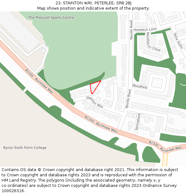 23, STAINTON WAY, PETERLEE, SR8 2BJ: Location map and indicative extent of plot