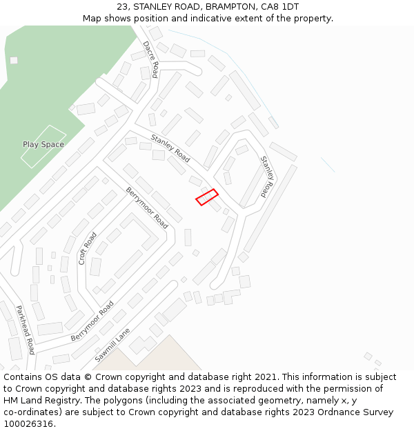 23, STANLEY ROAD, BRAMPTON, CA8 1DT: Location map and indicative extent of plot