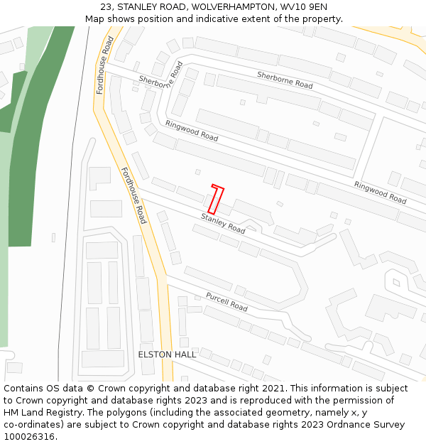 23, STANLEY ROAD, WOLVERHAMPTON, WV10 9EN: Location map and indicative extent of plot