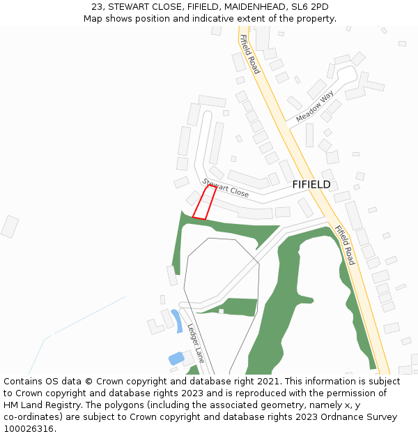 23, STEWART CLOSE, FIFIELD, MAIDENHEAD, SL6 2PD: Location map and indicative extent of plot