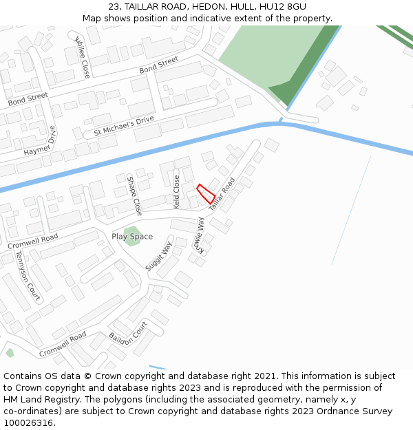 23, TAILLAR ROAD, HEDON, HULL, HU12 8GU: Location map and indicative extent of plot