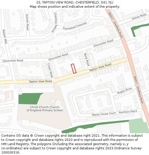 23, TAPTON VIEW ROAD, CHESTERFIELD, S41 7JU: Location map and indicative extent of plot