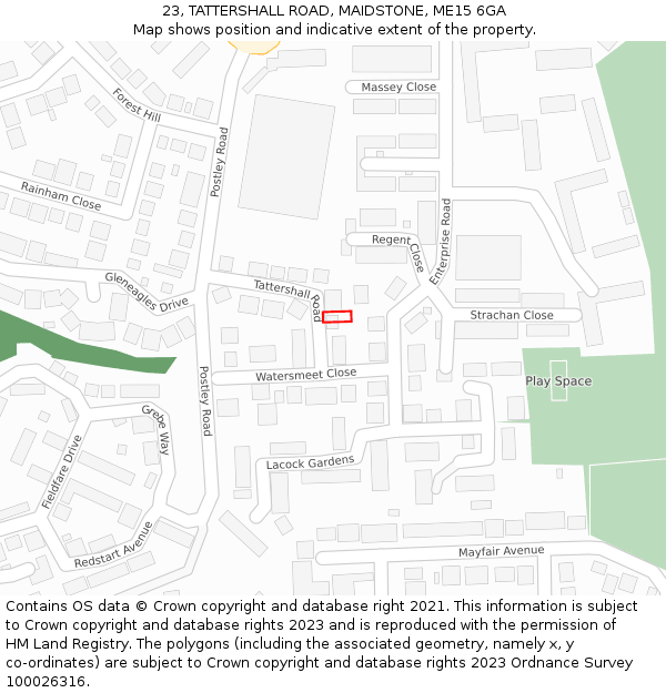 23, TATTERSHALL ROAD, MAIDSTONE, ME15 6GA: Location map and indicative extent of plot