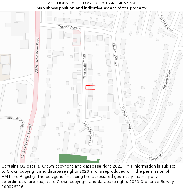 23, THORNDALE CLOSE, CHATHAM, ME5 9SW: Location map and indicative extent of plot