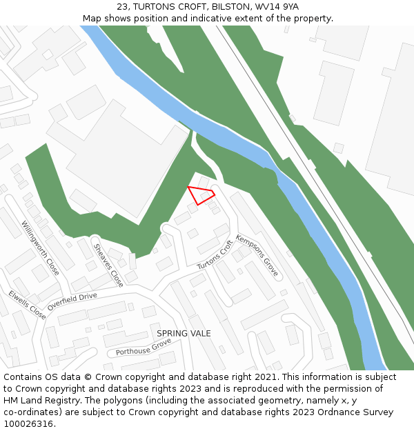 23, TURTONS CROFT, BILSTON, WV14 9YA: Location map and indicative extent of plot